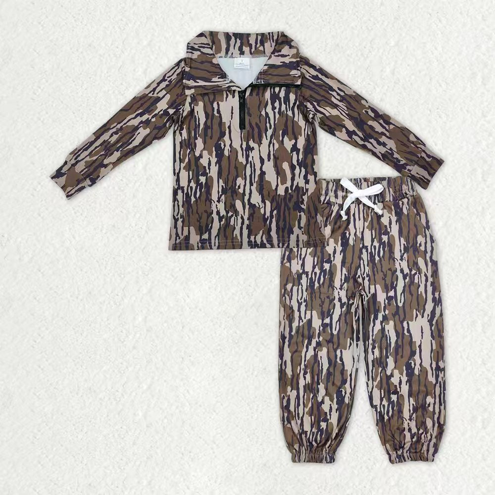 Sibling Baby Boys Camo Zipper Pullover Top Pockets Jogger Pants Southern Clothes Sets