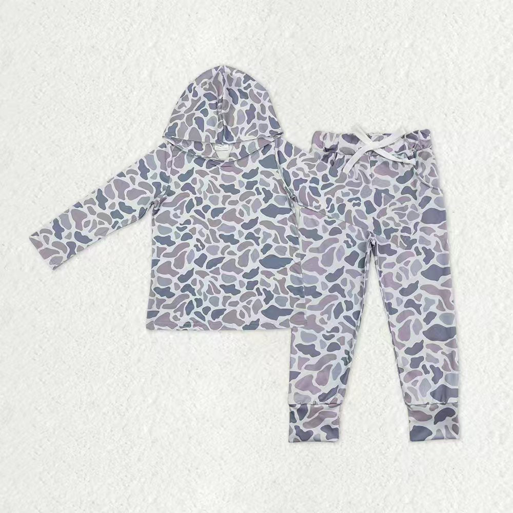 Baby Boys Southern Light Grey Camo Hoodies Top Pockets Legging Pants Clothes Sets