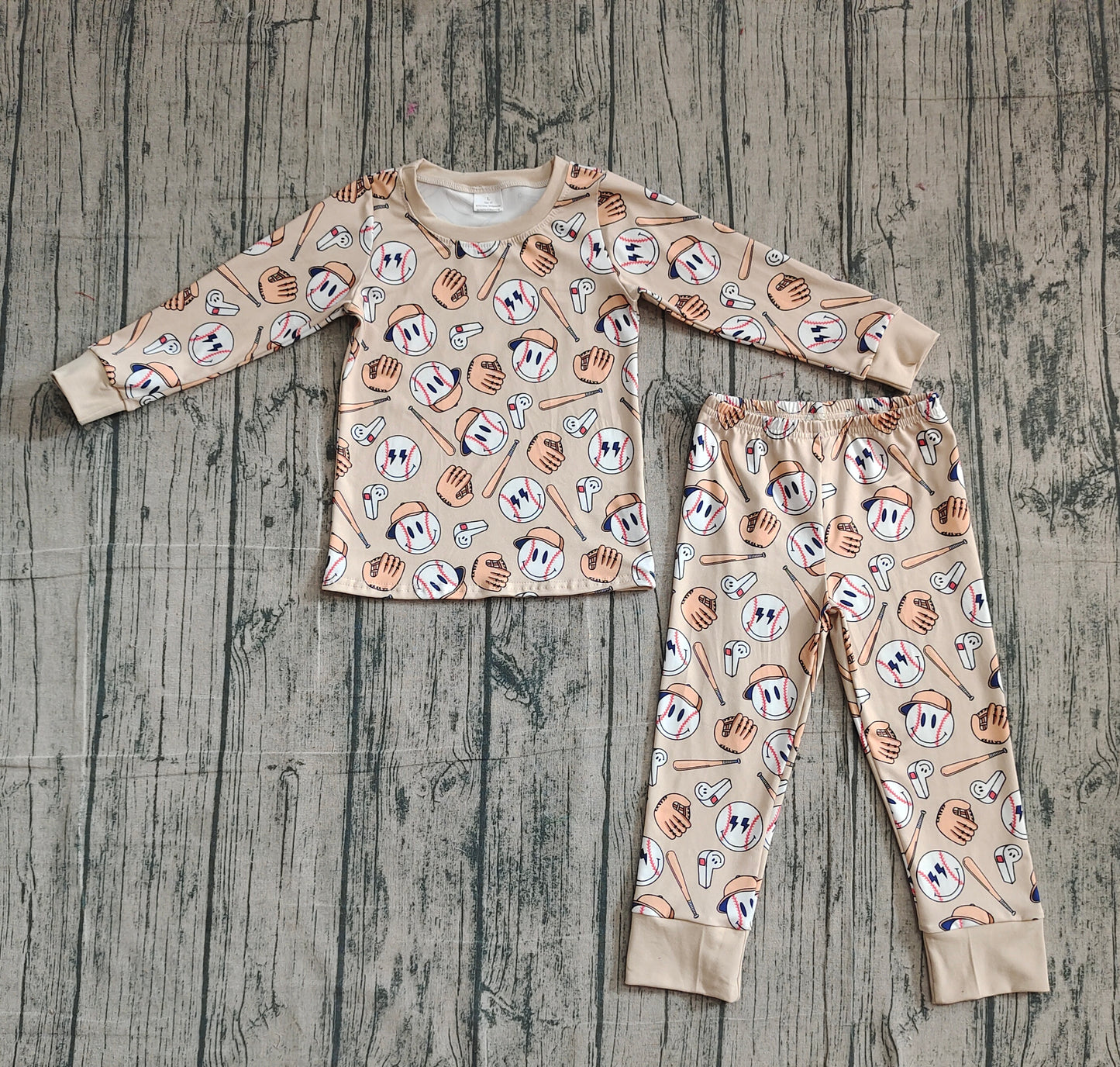 Baby Boys Smile Baseballs Top Pants Team Pajamas Sets