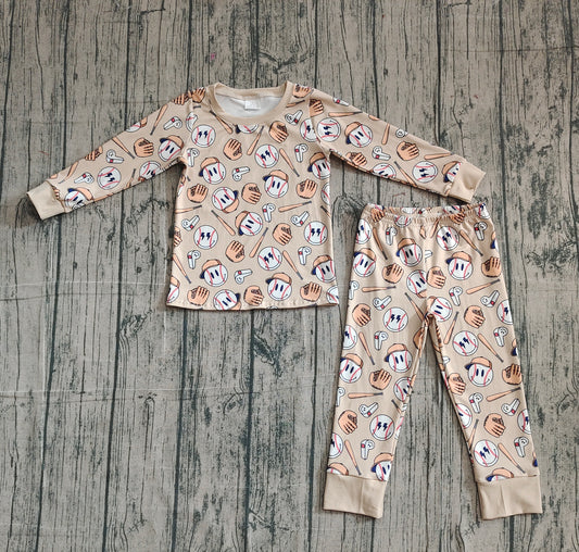 Baby Boys Smile Baseballs Top Pants Team Pajamas Sets