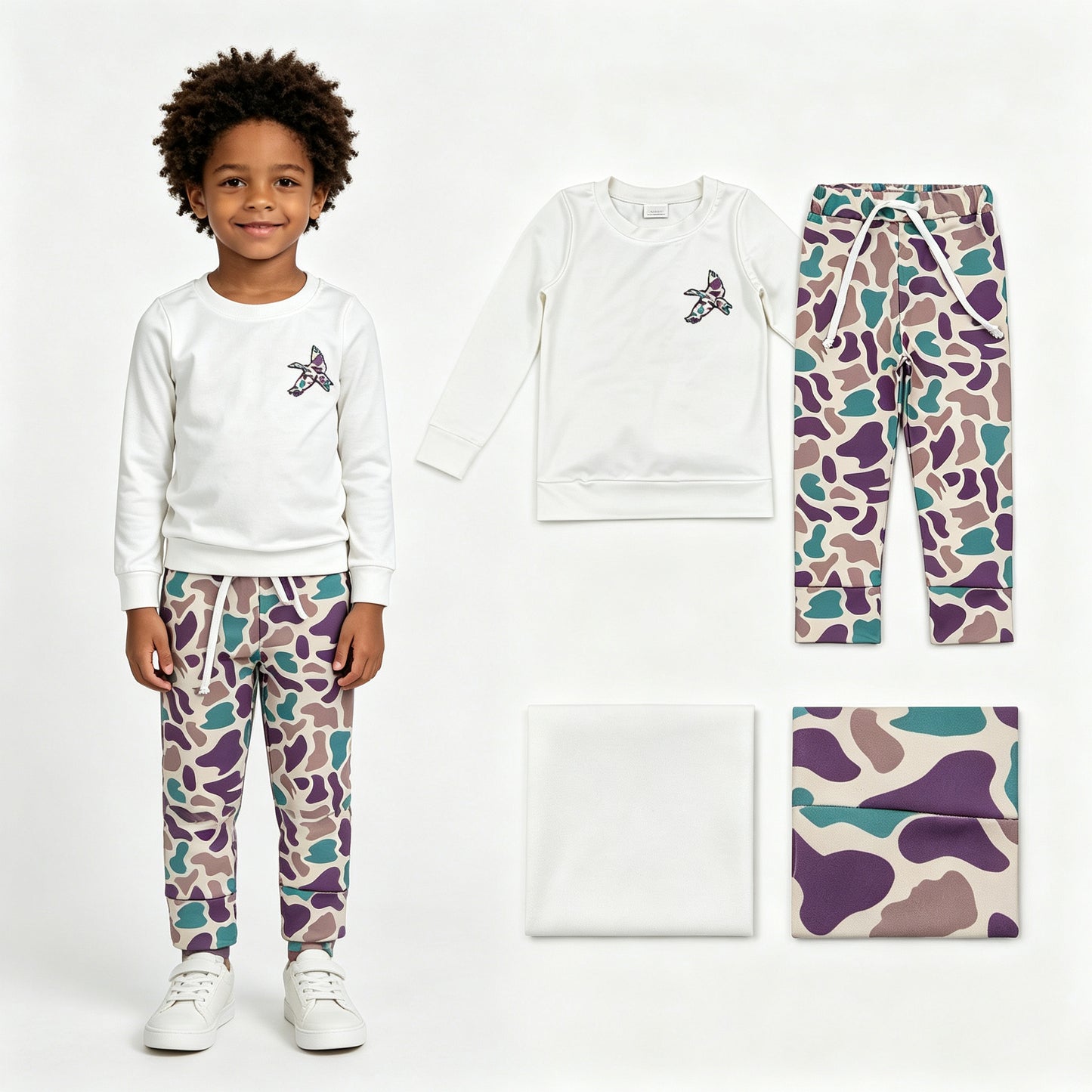 Baby Boys Camo Ducks Top Pants Hunting Clothes Sets
