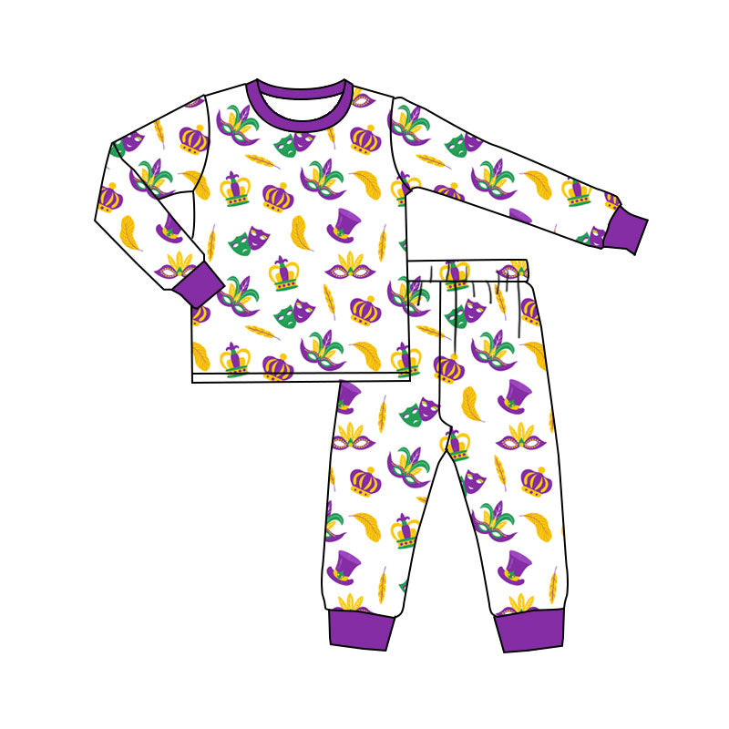 Baby Boys Masks Anchors Top Pants Mardigras Pajamas Sets Preorder