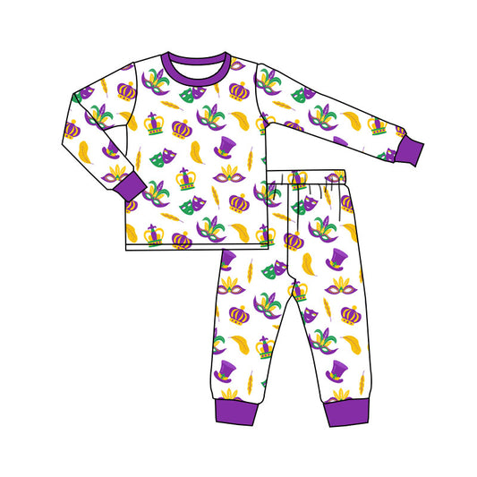 Baby Boys Masks Anchors Top Pants Mardigras Pajamas Sets Preorder