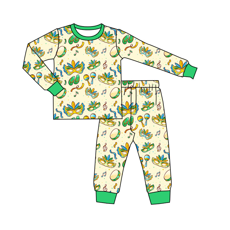 Baby Boys Masks Anchors Top Pants Mardigras Pajamas Sets Preorder