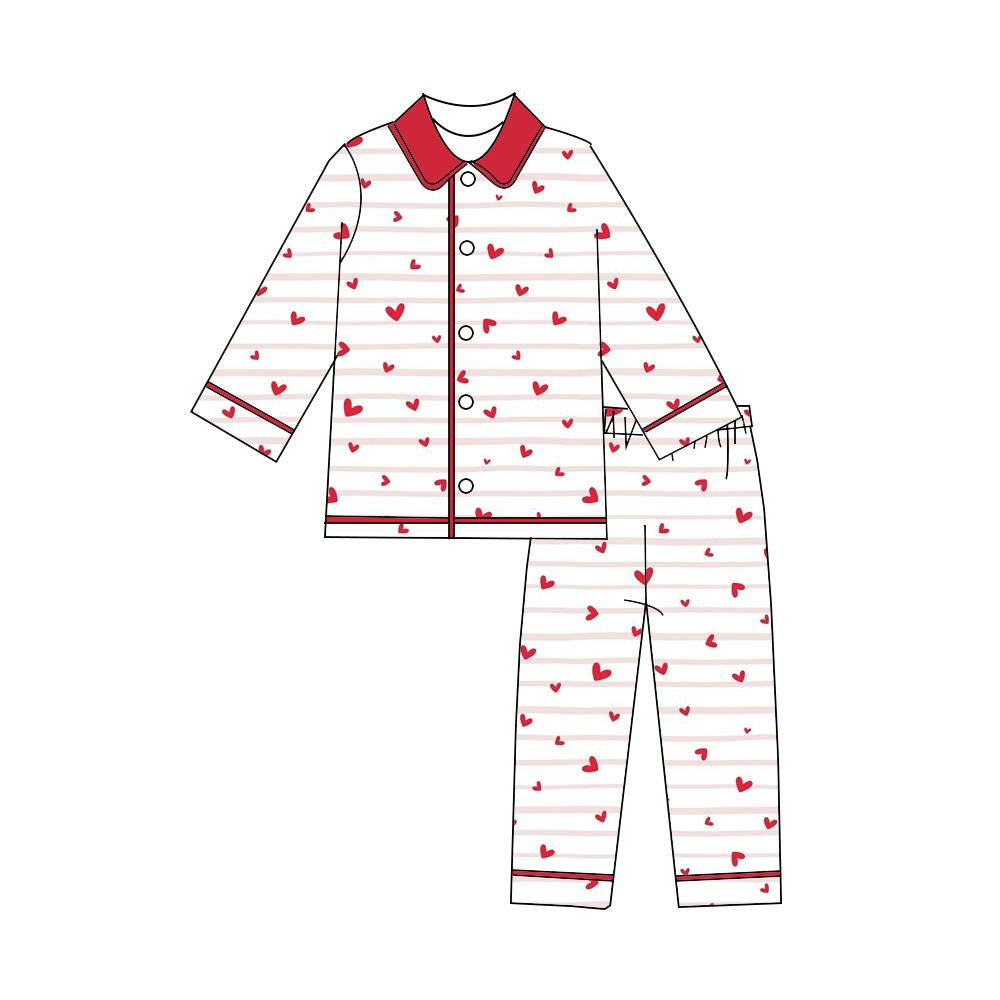 Baby Boys Hearts Stripes Button Pants Valentines Pajamas Sets Preorder