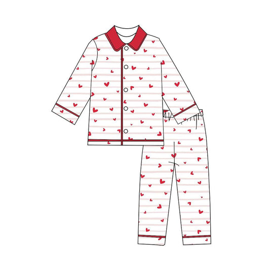 Baby Boys Hearts Stripes Button Pants Valentines Pajamas Sets Preorder