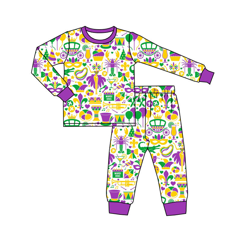 Baby Boys Mardigras Masks Anchors Pants Pajamas Sets Preorder