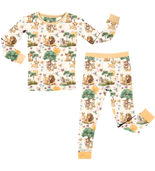 Baby Boys Cartoon Lions Animals Top Pants Pajamas Sets Preorder