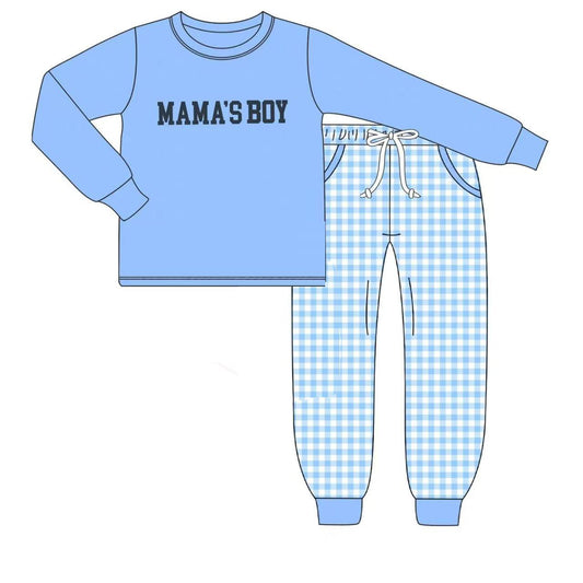 Baby Boys Blue Mama's Boys Top Checked Pockets Clothes Sets Preorder