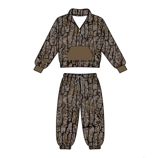 Baby Boys Southern Camo Zip Pocket Pullovers Jogger Pant Clothes Sets Preorder