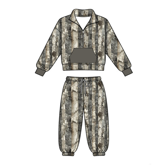 Baby Boys Southern Camo Zip Pocket Pullovers Jogger Pant Clothes Sets Preorder