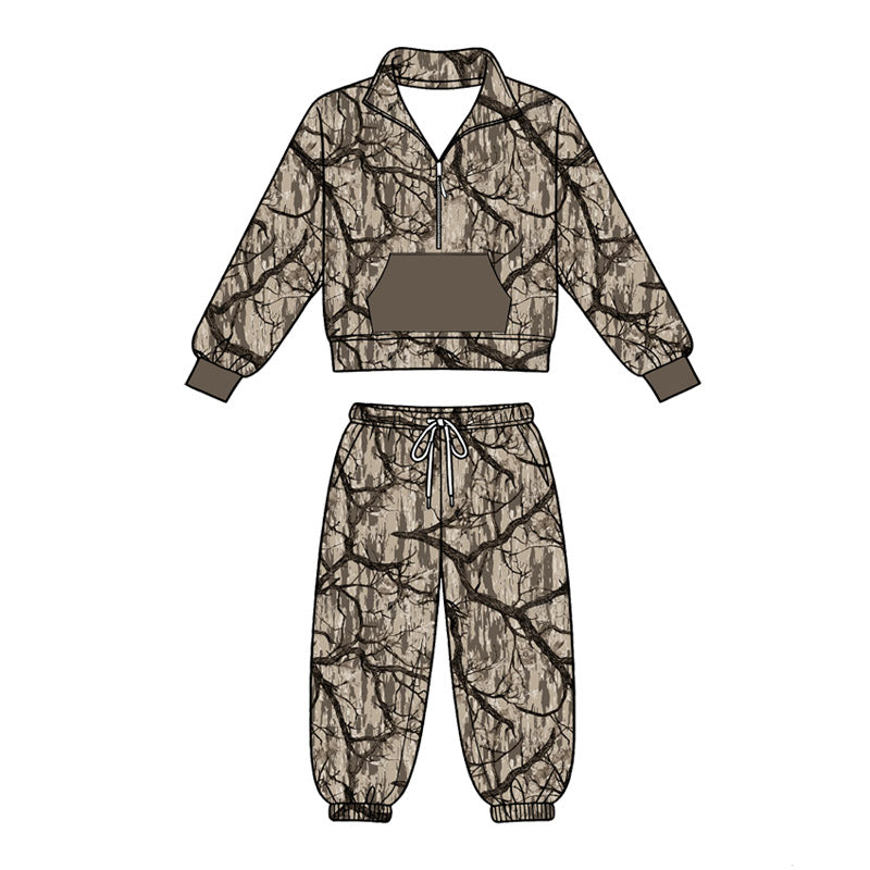 Baby Boys Southern Camo Zip Pocket Pullovers Jogger Pant Clothes Sets Preorder