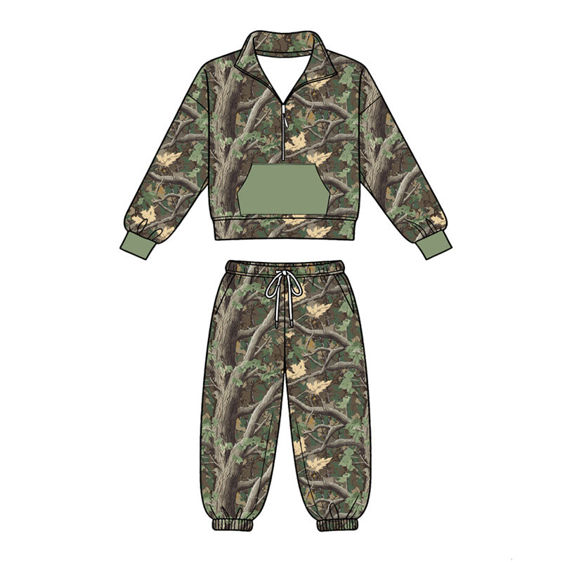 Baby Boys Southern Camo Zip Pocket Pullovers Jogger Pant Clothes Sets Preorder