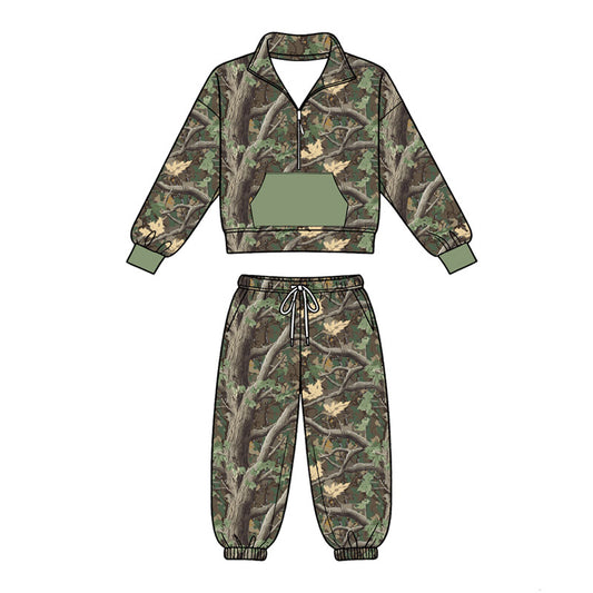 Baby Boys Southern Camo Zip Pocket Pullovers Jogger Pant Clothes Sets Preorder