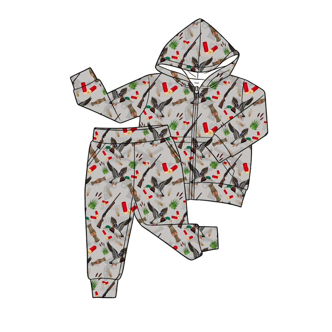 Baby Boys Ducks Calls Pocket Zip Hoodies Jogger Pant Hunting Clothes Sets Preorder