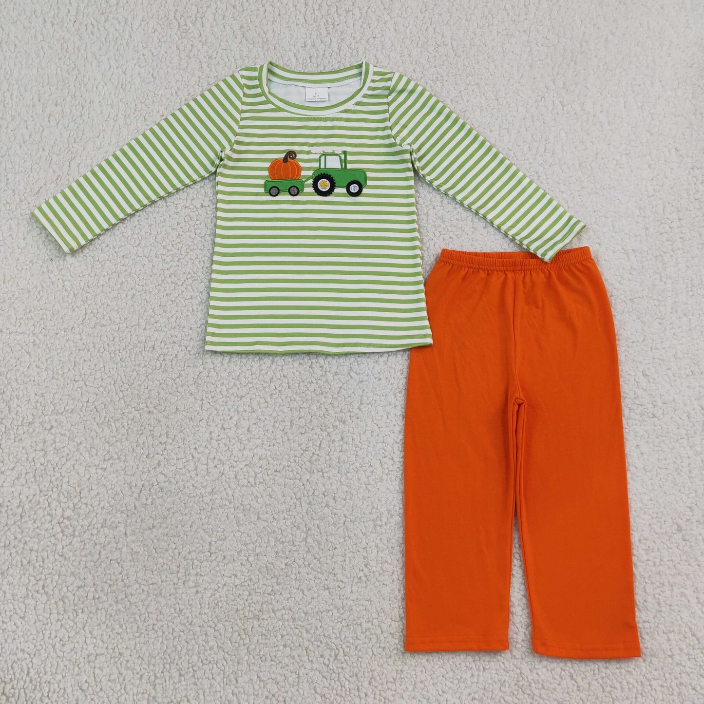 Sibling Baby Boys Embroidery Pumpkins Trucks Stripe Top Pant Fall Clothes Sets