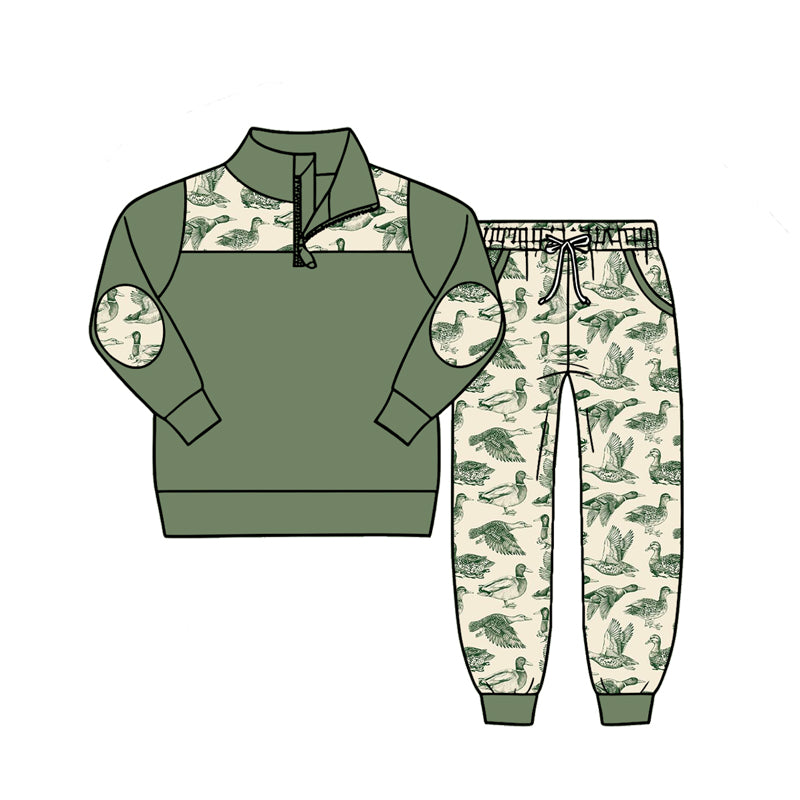 Baby Boys Long Sleeve Zip Pullover Top Ducks Pockets Jogger Hunting Clothes Sets Preorder