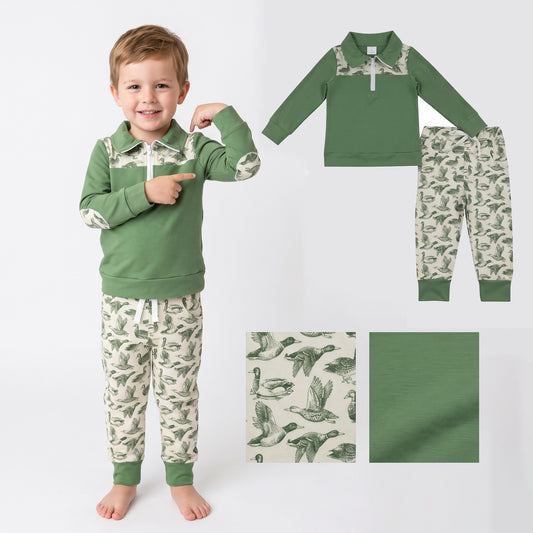 Baby Boys Long Sleeve Zip Pullover Ducks Pockets Jogger Hunting Clothes Sets