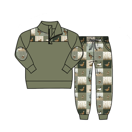 Baby Boys Long Sleeve Zip Pullover Top Ducks Pockets Jogger Hunting Clothes Sets Preorder