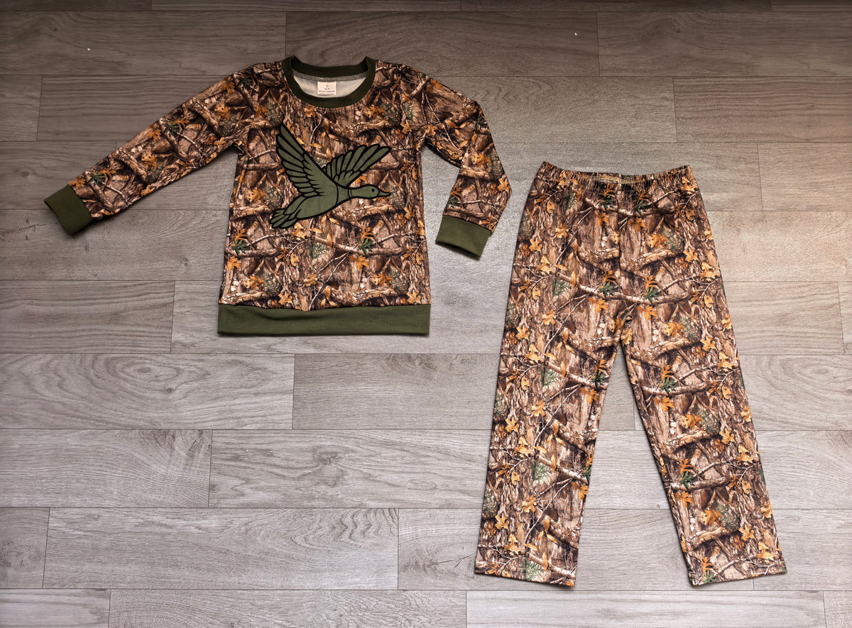 Baby Boys Southern Leaves Camo Duck Top Pant Hunting Clothes Sets Preorder
