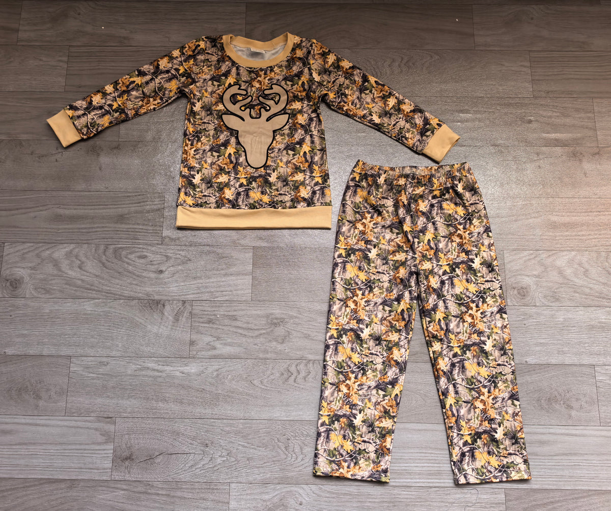 Baby Boys Southern Leaves Camo Deer Top Pant Hunting Clothes Sets Preorder