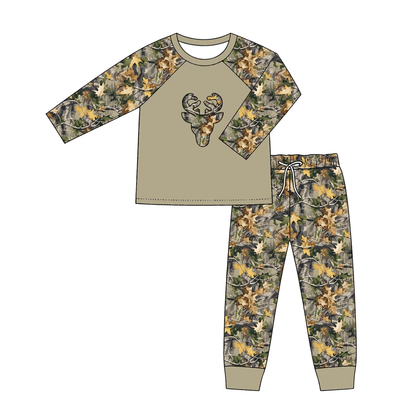 Baby Boys Southern Leaves Camo Deer Top Joggers Hunting Clothes Sets Preorder