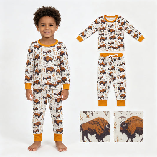 Baby Boys Yaks Cows Top Pockets Jogger Western Clothes Pajamas Sets