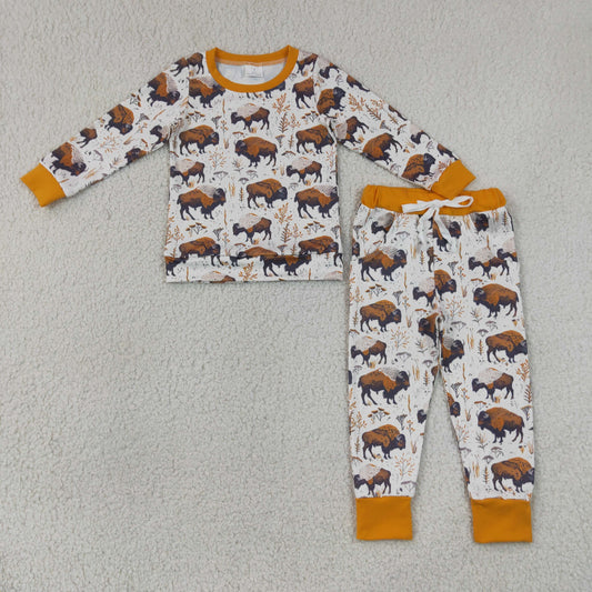 Baby Boys Yaks Cows Top Pockets Jogger Western Clothes Pajamas Sets