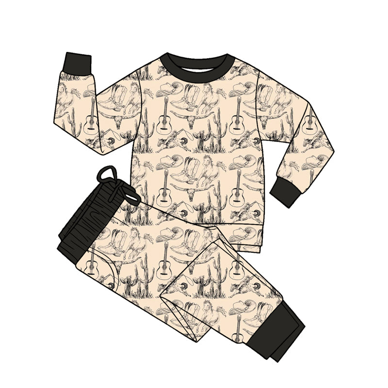 Baby Boys Cactus Boots Cows Top Pockets Jogger Western Clothes Sets Preorder
