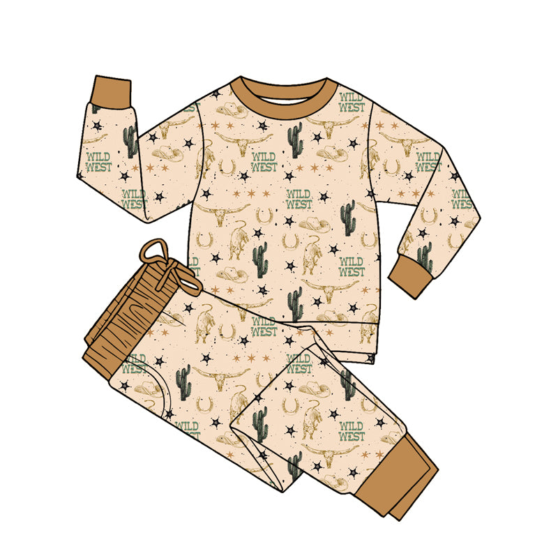 Baby Boys Cows Cactus Top Pockets Jogger Wild West Clothes Sets Preorder