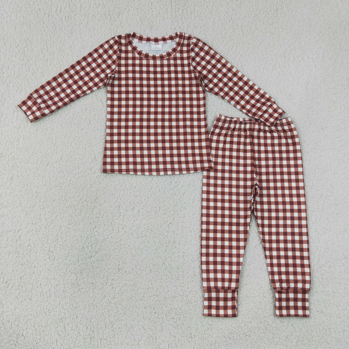 Baby Boys Red Checked Top Pants Fall Pajamas Clothes Sets