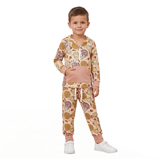 Baby Boys Pumpkins Turkey Zip Pickets Hoodie Joggers Thanksgivings Clothes Set