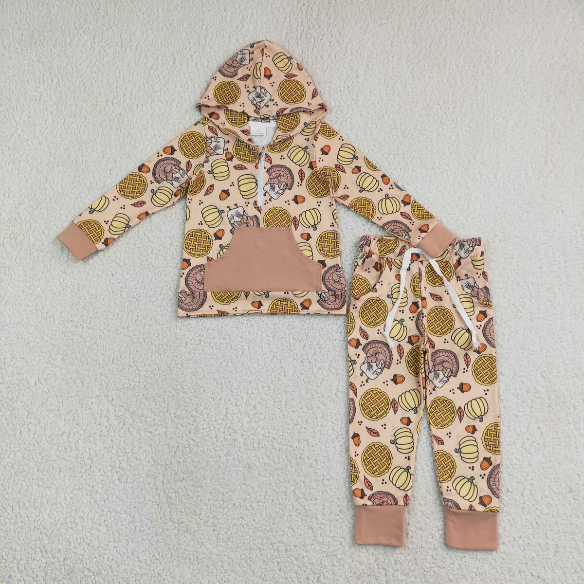 Baby Boys Pumpkins Turkey Zip Pickets Hoodie Joggers Thanksgivings Clothes Set