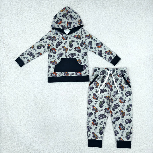 Baby Boys Flags Motors Pocket Hoodie Jogger Pants Clothes Set