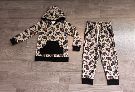 Baby Boys Flags Motors Pocket Hoodie Jogger Pants Clothes Set Preorder
