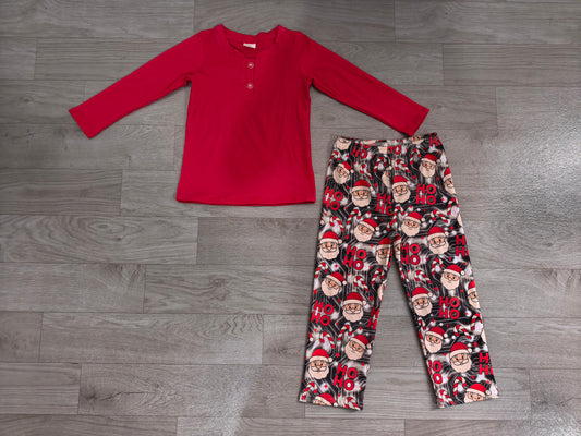 Baby Boys Red Long Sleeve Button Top Santa Pants Christmas Clothes Set Preorder