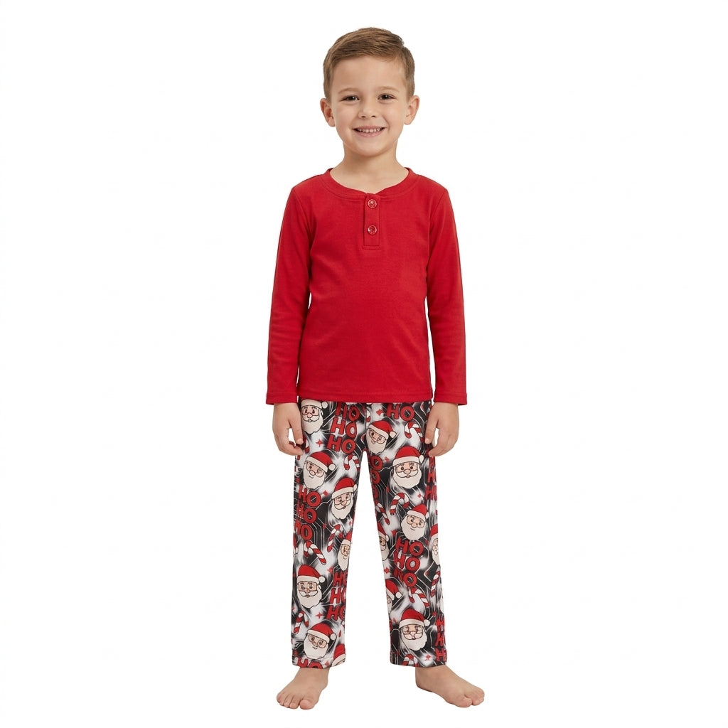 Baby Boys Red Long Sleeve Button Top Santa Pant Christmas Clothes Set