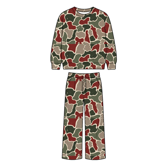Preorder moq 5 Baby Boys Red Green Camo Top Pockets Pants Clothes Set