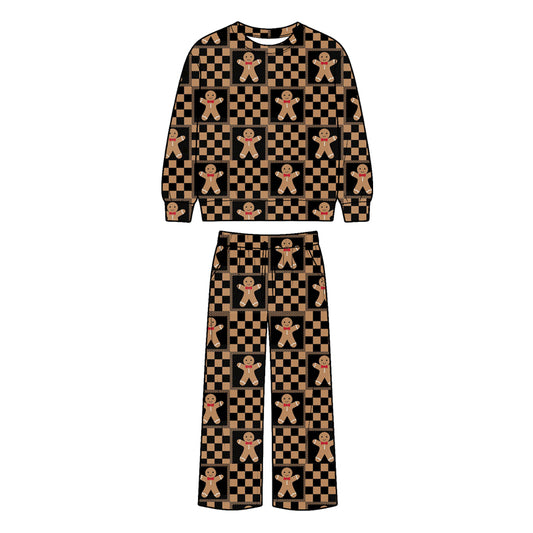 Preorder moq 5 Baby Boys Gingerbread Checked Top Pockets Pants Christmas Clothes Set
