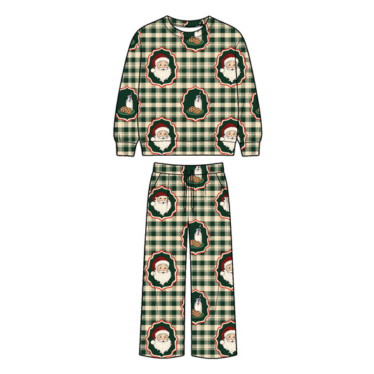 Preorder moq 5 Baby Boys Santa Checked Top Pockets Pants Christmas Clothes Set