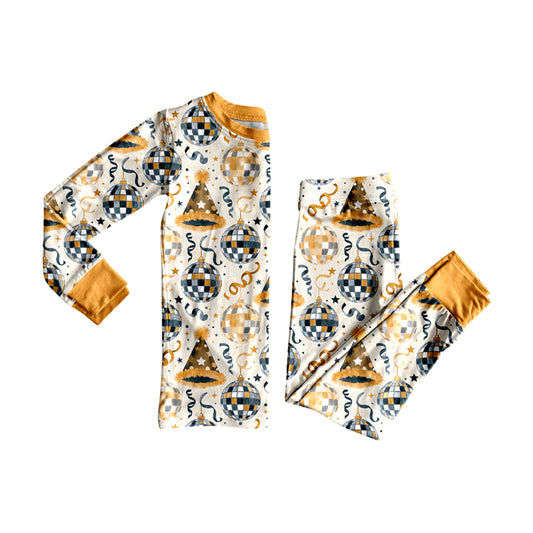 Preorder moq 5 Baby Boys Stars Lights Top Pant Happy New Year Pajamas Sets