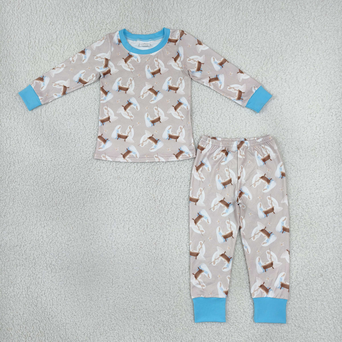 Baby Boys Long Sleeve Nativity Top Pant Pajamas Sets