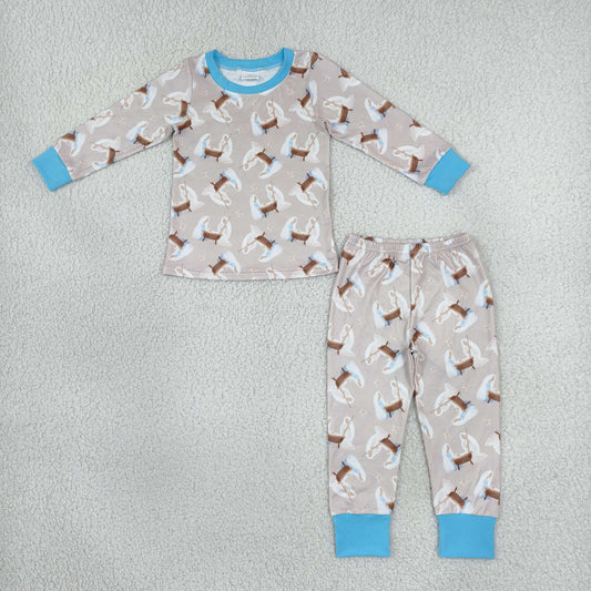 Baby Boys Long Sleeve Nativity Top Pant Pajamas Sets
