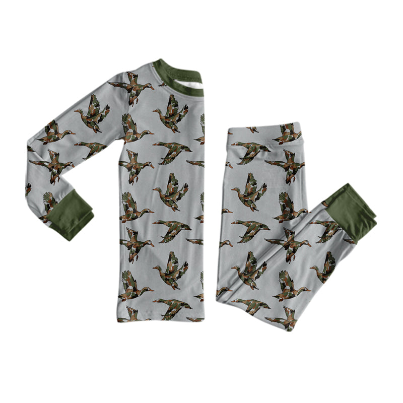 Preorder moq 5 Baby Boys Camo Ducks Top Pant Hunting Pajamas Set