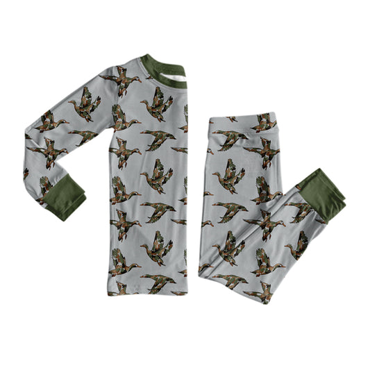 Preorder moq 5 Baby Boys Camo Ducks Top Pant Hunting Pajamas Set