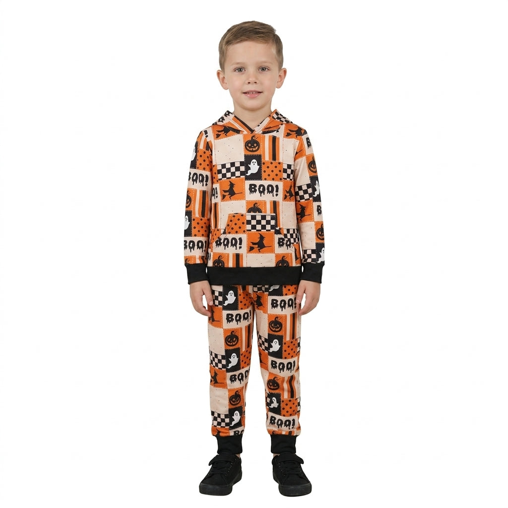 Baby Boys Ghost Pumpkins Hoodie Pockets Jogger Halloween Clothes Set
