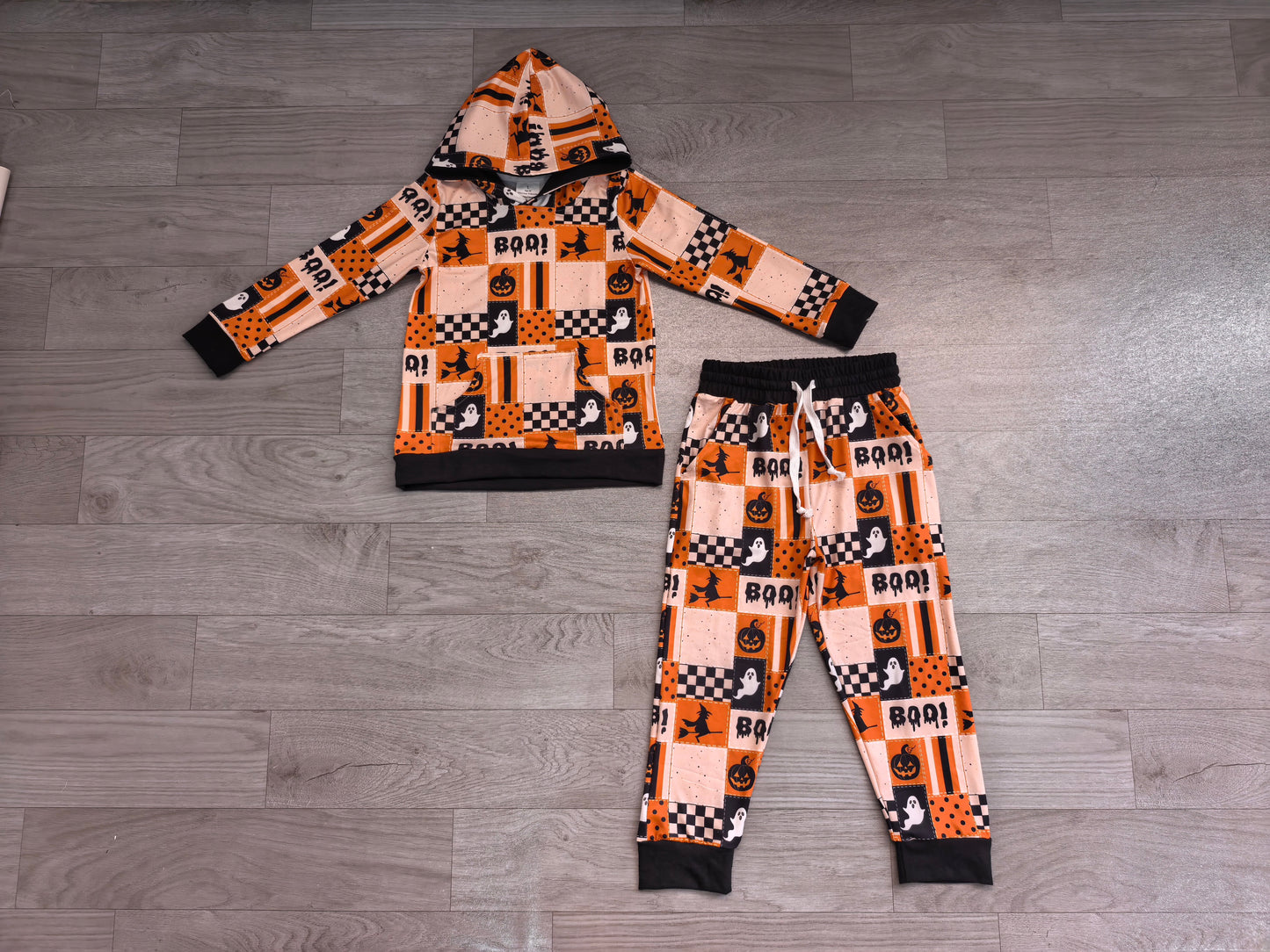 Baby Boys Ghost Pumpkins Hoodie Pockets Jogger Halloween Clothes Set Preorder