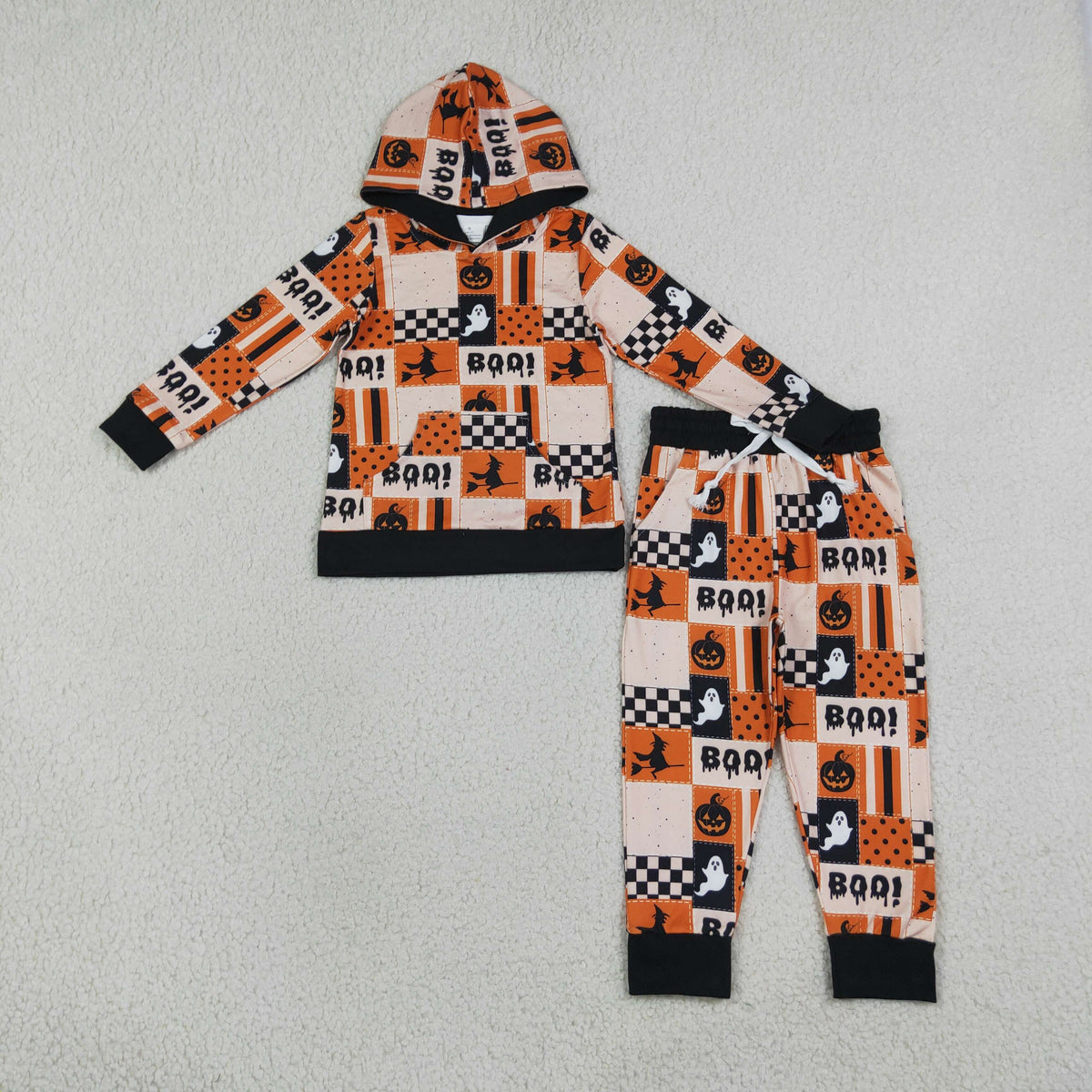 Baby Boys Ghost Pumpkins Hoodie Pockets Jogger Halloween Clothes Set