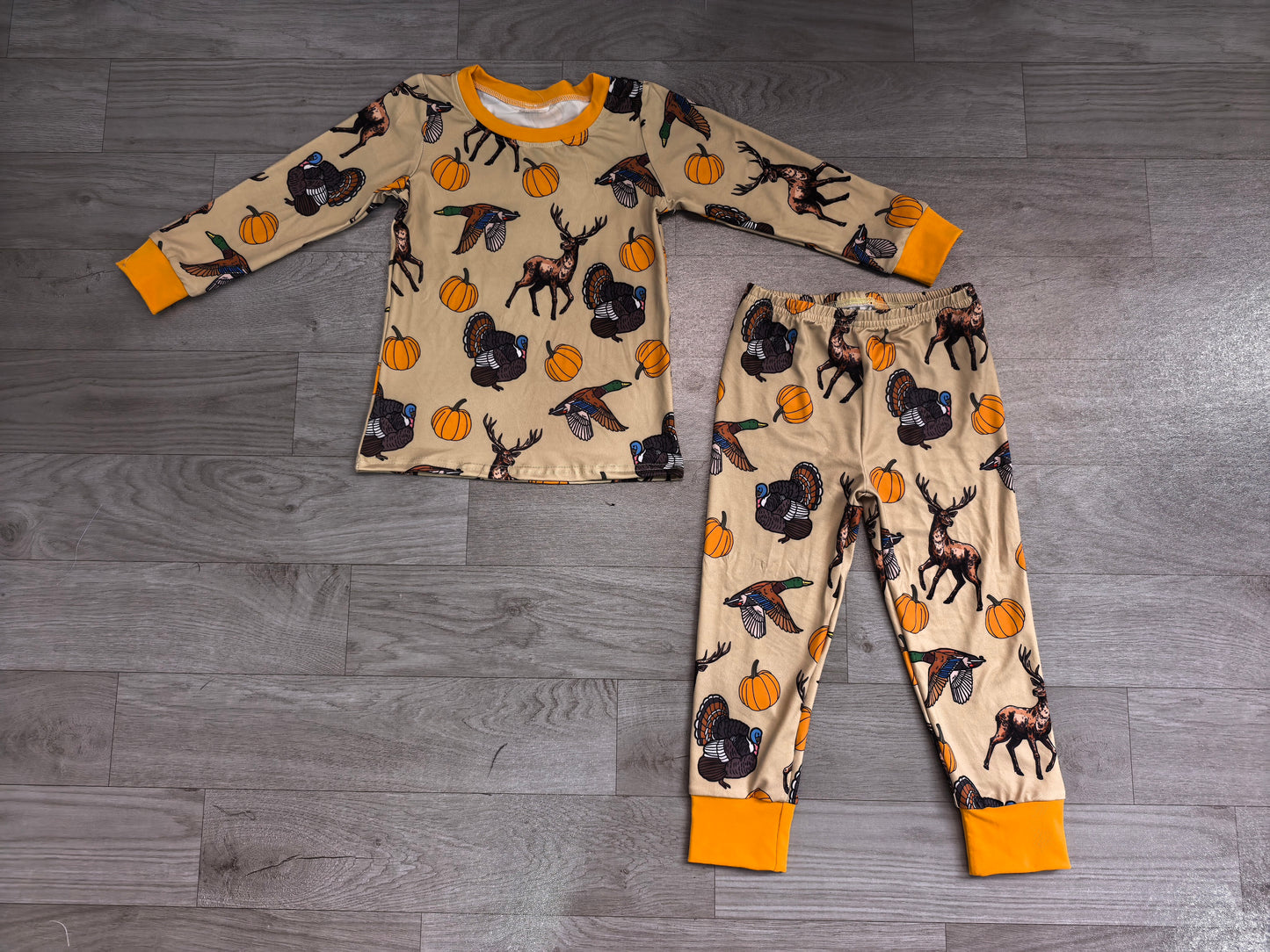 Baby Boys Pumpkins Ducks Turkey Top Pant Thanksgivings Pajamas Set Preorder