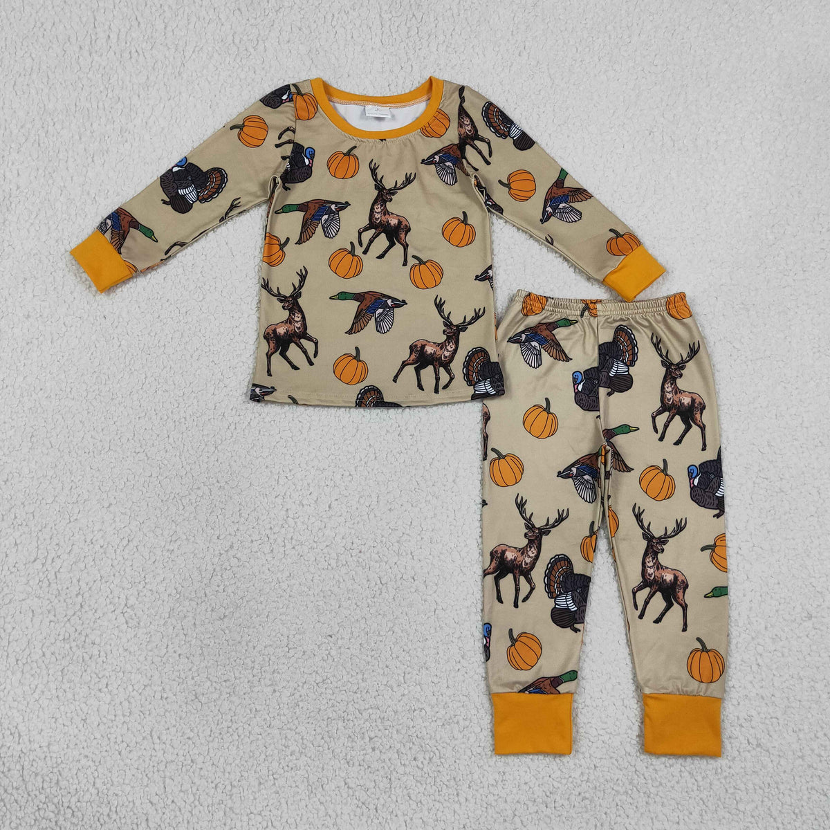 Baby Boys Pumpkins Ducks Turkey Top Pant Thanksgivings Pajamas Set